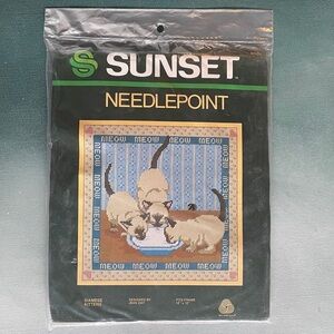 Sunset Needlepoint Kit Siamese Kittens Vintage